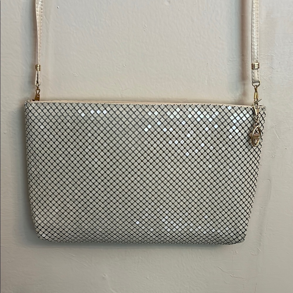 Vintage 1980s Metal Mesh Clutch Shoulder Bag 10"x6" - Picture 1 of 17